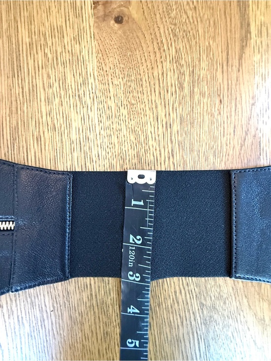 Raina Gaga Black Leather Corset Waist Belt Gold Zip Wide Statement Belt S/M NWT main image 5